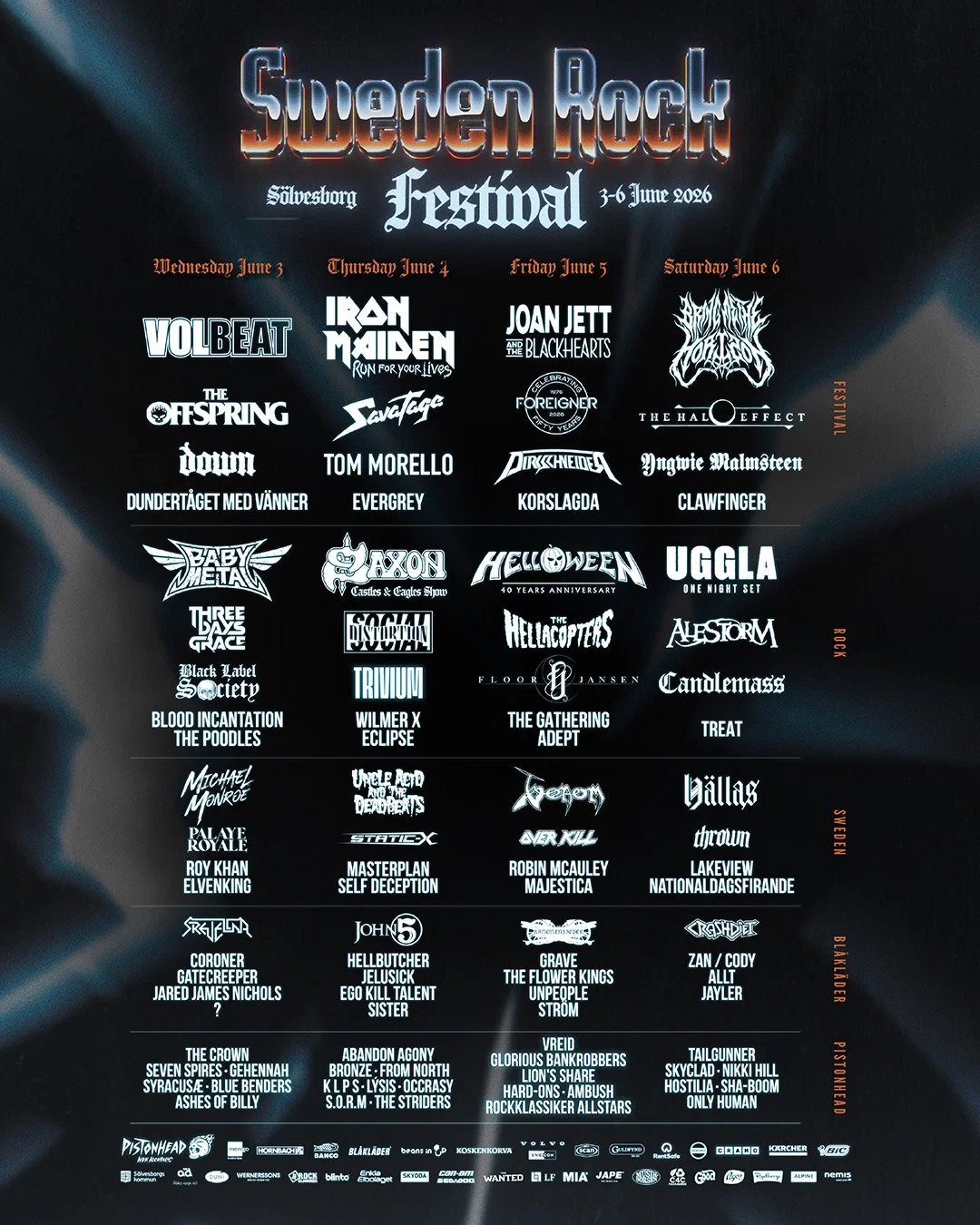 Sweden Rock Line-up Update 30 Aprile 2026